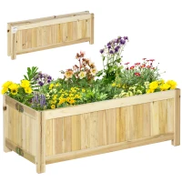 Outsunny Jardinera de Madera Plegable con 4 Patas para Cultivos Verduras Flores en Patio Balcón Terraza 70x30x25 cm Natural(m-10)