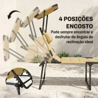 Outsunny Espreguiçadeira Dobrável Espreguiçadeira de Jardim com Toldo Ajustável para Jardim Terraço Piscina 70x200x45 cm Creme(m-4)