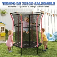 HOMCOM Cama Elástica Infantil Trampolín para Niños +3 Años con Red de Seguridad Ø163,5x190 cm Rosa(m-8)