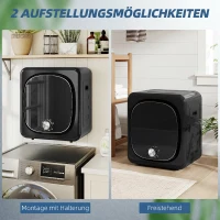 HOMCOM Máquina de Secar Roupa de Exaustão 4 kg 800W Anti-Vincos Esterilização 5 Programas Carga Frontal 48x40x56 cm Preto(m-8)