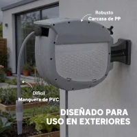 Outsunny Carrete de Manguera Retráctil 20+1,9 m con Boquilla de 2 Modos Bloqueo Automático y Retracción Controlada Soporte Gris(m-8)