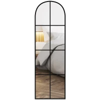 HOMCOM Espejo de Pared de Cuerpo Entero con Diseño Arqueado y Marco de Metal para Dormitorio o Recibidor 40x160 cm Negro(m-10)