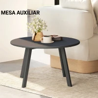 Outsunny Mesa de Centro Redonda de Metal con Patas Antideslizantes y Borde Seguro para Patio Balcón Salón Ø70x42 cm Gris(m-7)