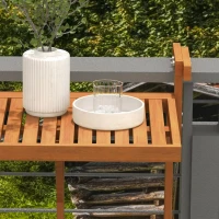 Outsunny Masă Suspendată de Exterior, Masă Reglabilă pentru Balustradă, Blat Suport cu Montare pe Perete, 68x65x40,5-55 cm, Tec(m-6)