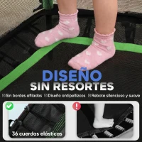 HOMCOM Cama Elástica Infantil Trampolín para Niños +3 Años con Red de Seguridad Ø163,5x190 cm Verde(m-5)