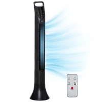 HOMCOM 36'' Freestanding Tower Fan, 3 Speed 3 Mode, 7.5h Timer, 70 Degree Oscillating, LED Display, Remote Controller, Black(m-21)