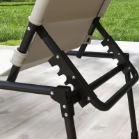 Outsunny Lot de 2 Bains de soleil transats pliables grand confort dossier pare-soleil réglables multi-positions, crème(m-9)