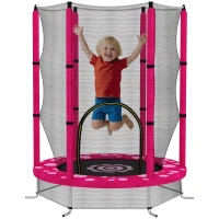AIYAPLAY 4.6ft Toddler Trampoline w/ Safety Enclosure Net, for Indoor Outdoor Use, Ages 3-6 Years, Pink(m-11)