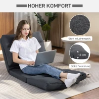 HOMCOM Sitzsack mit Bettfunktion, neigbare Lehne, klappbar, bis 120kg, 70 x 72 x 56 cm, Dunkelgrau(m-6)