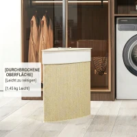 HOMCOM Panier à Linge en Bambou 55L, Panier Triangle avec Sac Amovible et Lavable, Couvercle, Poignée, 35x35x60cm, Naturel(m-7)