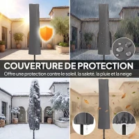 Outsunny Parasol Déporté Parasol de Jardin Extérieur Double Cordes de Fixation et Housse de Protection Manivelle Gris Foncé(m-5)