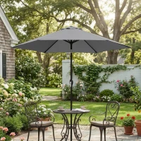 Outsunny Parasol de Jardin Extérieur Rond 2m, Inclinable à 30°, Manivelle, Mât en Aluminium, Toile 180 g/m², Anti-UV, Gris Foncé(m-10)
