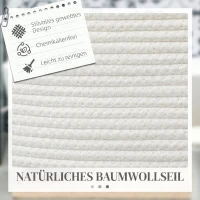HOMCOM Coș pentru rufe de 36L, portabil și pliabil cu mânere din bumbac natural, Ø38x45 cm, crem(m-4)