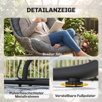 Outsunny Rattansessel mit Kissen Bänder, gepolsterter Outdoor Sessel aus Polyrattan, Korbsessel bis 120kg(m-6)