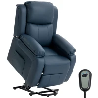 HOMCOM Sillón Relax Levanta Personas Sillón Elevador con Control Remoto Reclinación Eléctrica 160° Reposapiés 76x90x105cm Azul(m-10)