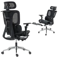 HOMCOM Sedia da Ufficio Ergonomica con Braccioli 6D, Poggiatesta e Profondità di Seduta Regolabili, 67 x 71 x 133 cm, Nero(m-8)