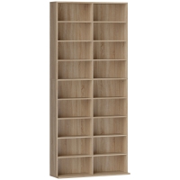 HOMCOM 9-stufiges DVD-Regal mit 18 Fächern und 14 verstellbaren Einlegeböden, Platz für 640 CDs, 360 DVDs oder 430 Blu-rays, Naturholz
