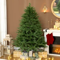 HOMCOM Künstlicher Weihnachtsbaum, realistisches Aussehen, klappbare Zweige, Holzsockel(m-2)