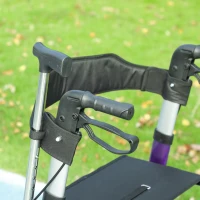 HOMCOM Folding Adjustable Rollator with Dual Brakes & 6 Adjustable Handle Heights for Seniors Purple(m-9)