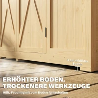 Outsunny Gartenschrank Holz Begehbarer Geräteschuppen mit Ablage Acrylfenstern Doppeltür Asphalt-Dach Lamellenlüftung Bodenplatte(m-7)