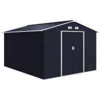Outsunny Casetta da Giardino con 2 Porte Scorrevoli e 4 Prese d'Aria, in Acciaio, 322x277x192 cm, Grigio(m-11)
