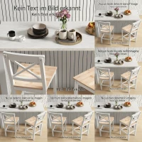 HOMCOM Barhocker 2er Set Barstuhl aus Kiefernholz mit Fußstütze, Lehne, Landhaus-Stil für Küche, Wohnzimmer, Natur(m-7)