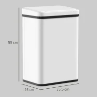 HOMCOM 40L Sensor Bin with Soft-Close Lid, Stainless Steel Automatic Touchless Motion Sensor Kitchen Bin, White(m-3)
