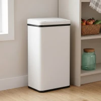 HOMCOM 50L Sensor Bin with Soft-Close Lid, Stainless Steel Automatic Touchless Motion Sensor Kitchen Bin, White(m-2)