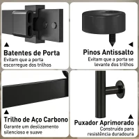 HOMCOM Porta de Correr com Ferragens 71x213 cm Porta de Correr Interior de MDF e Vidro Fosco com Rolo Trilho Guia de Chão Branco(m-6)