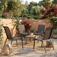 Outsunny Set de Grădină 3 Piese cu 2 Scaune de Grădină 54x71x93 cm și Măsuță Rotundă Ø60x71 cm din Oțel Negru(m-6)