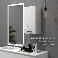 kleankin Móvel de Casa de Banho Suspenso com Prateleira Ajustável para Cozinha Lavandaria Quarto Branco Brilhante(m-7)