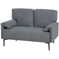 HOMCOM Canapé 2 Places, Canapé de Salon Rembourré avec Accoudoirs Matelassés, Effet Velours, 127 x 72 x 84 cm, Gris