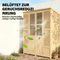 Outsunny Gartenschrank Holz Begehbarer Geräteschuppen mit Ablage Acrylfenstern Doppeltür Asphalt-Dach Lamellenlüftung Bodenplatte(m-9)
