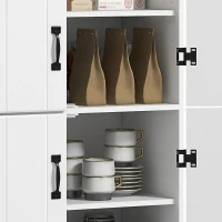 HOMCOM 4-Door Tall Kitchen Cupboard, Freestanding 6-Tier Storage Cabinet with 2 Adjustable Shelves for Living Room, Dining Room, White(m-9)