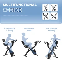 HOMCOM 2-in-1 Foldable Exercise Bike Recumbent Stationary Bike 8-Level Adjustable Magnetic Resistance with Pulse Sensor LCD Display(m-23)