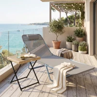 Outsunny sezlong reglabil, 182x56x28cm, culoare cafea(m-12)