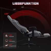 HOMCOM Ergonomischer Gaming-Stuhl mit 3D-Armlehnen, verstellbar, rollbarer Schreibtischstuhl mit Lendenstütze, Grau(m-7)