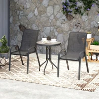 Outsunny Set de Grădină 3 Piese cu 2 Scaune de Grădină 54x71x93 cm și Măsuță Rotundă Ø60x71 cm din Oțel Negru(m-9)