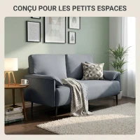 HOMCOM Canapé 2 Places, Canapé de Salon Rembourré avec Accoudoirs Matelassés, Effet Velours, 127 x 72 x 84 cm, Gris(m-6)