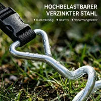SPORTNOW Bodenanker Schraube 4er Set 32 cm spiralförmige Trampolin Pfähle Anker mit Dreiecksgriff, verstellbare Gurte Silber(m-5)