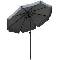 Outsunny Parasol de Jardín de Aluminio Ø266x250 cm con Ángulo Ajustable Protección UV50+ Techo de Ventilación y Manivela Gris(m-10)