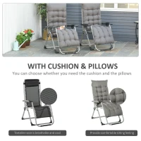 Outsunny 2pc Reclining Zero Gravity Sun Loungers ,Folding Chaise Lounge Chair with Cushions, Dark Grey(m-4)