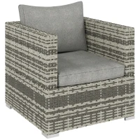 Outsunny Single Seater Rattan Chair Sofa with Padded Cushions, All-Weather PE Wicker Weave Garden Armchair, Armrests Included, Grey(m-22)