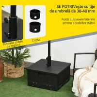 Outsunny Bază pentru Umbrelă 3-în-1 Umplută Multi-Funcțională Măsuță de Cafea și Jardinieră, Negru(m-5)