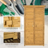 Outsunny Wooden Garden Storage Shed with Shelves, Outdoor Tool Cabinet with Asphalt Roof for Patio Organisation, 87cm x 47cm x 160cm(m-6)