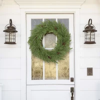 HOMCOM Weihnachtskranz mit Zapfen, Türkranz Künstlicher Weihnachtskranz für Tür Grün, Ø60 x 15 cm(m-7)