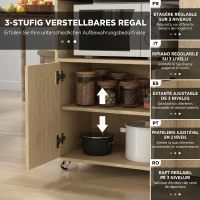 HOMCOM Cărucior de Bucătărie din PAL cu Raft Deschis, Dulap cu 2 Uși și Raft Lateral, 75x40x80,5 cm(m-6)