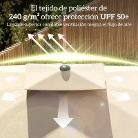 Outsunny Sombrilla de Jardín Excéntrica de Aluminio 300x198x252 cm con Protección UPF50+ y Base Cruzada Giratoria 360° Caqui(m-4)