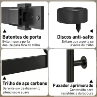 HOMCOM Porta de Correr com Ferragens 91x213 cm Porta de Correr Interior de MDF e Vidro Fosco com Rolo Trilho Guia de Chão Branco(m-6)