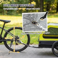PawHut Dog Bike Trailer with Flip-Down Ramp Tailgate, Quick Release Frame, Universal Bicycle Coupler, Reflectors, Yellow(m-6)